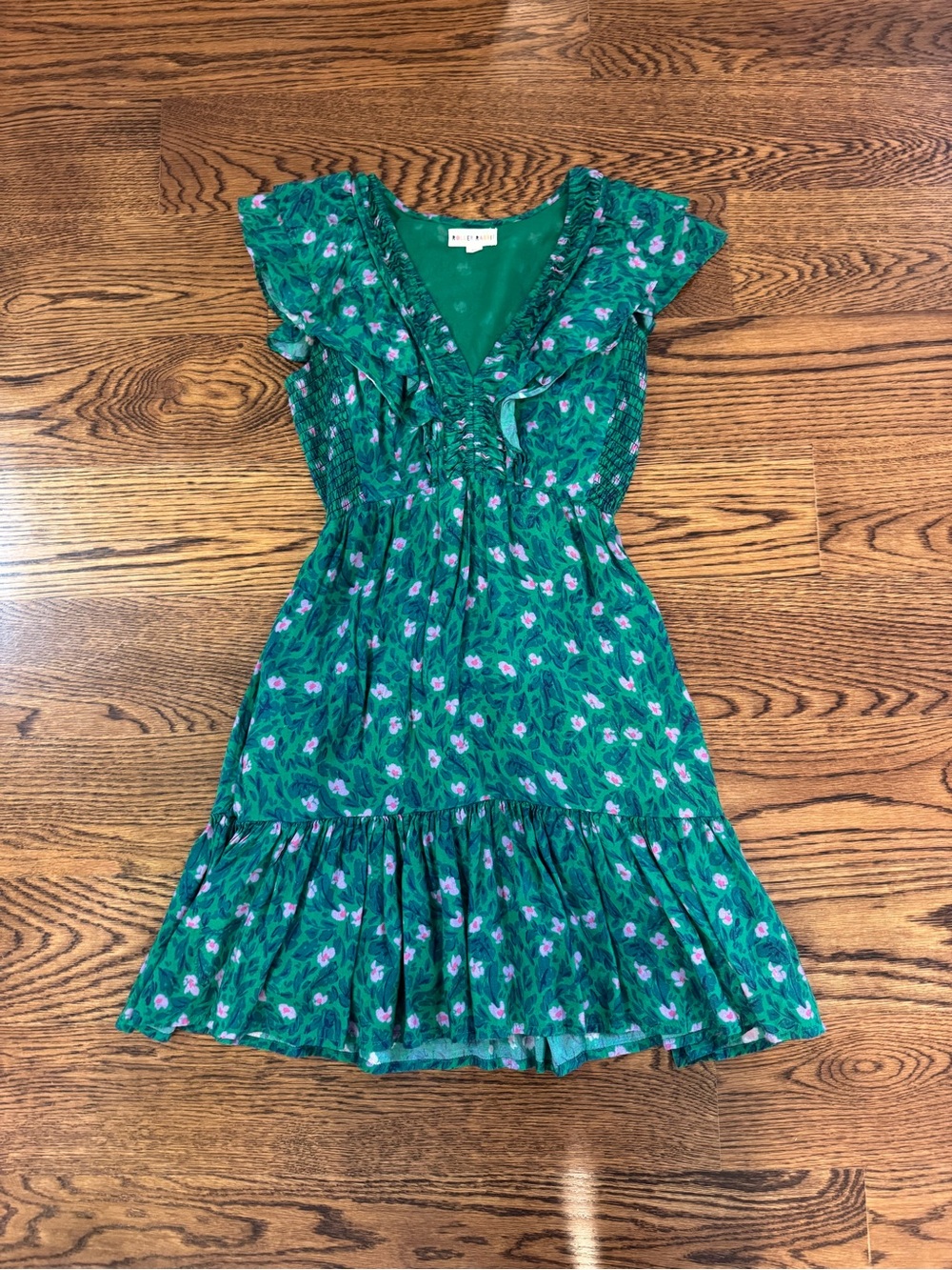 Roller Rabbit Green Floral Ruffle Dress for Girls
